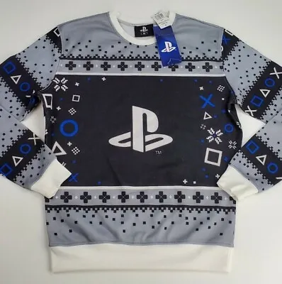 $37.50 • Buy PlayStation Christmas Ugly Holiday Sweater New Mens MEDIUM Black Gray PS