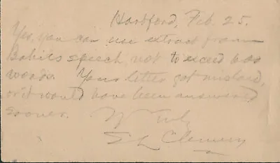 Samuel L.  Mark Twain  Clemens - Autograph Note Signed 02/25/1884 • $3000