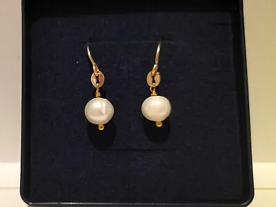 14ct Gold Earrings With Certified Freshwater Pearls BOXED 🎁 For Valentine's Day • £25.99