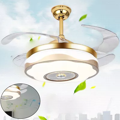 42  Invisible Ceiling Fan Light With Remote Control Retractable Blade Chandelier • $73.15