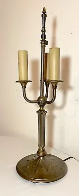 Antique ORNATE Gilt Bronze Patinated Metal Candelabra STYLE 3 Arm Table Lamp • $215.99