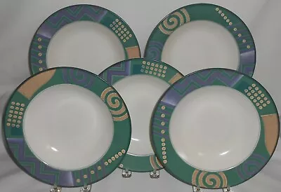 Set (5) Mikasa Intaglio LIFE STYLE PATTERN 9 1/4  Rim Soup Bowls • $39.99