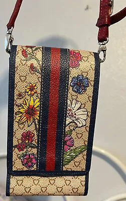 BRIGHTON Field Of Love Flowered Sm.  Cell Phone Case Crossbody Bag MustangGirl65 • £163.83