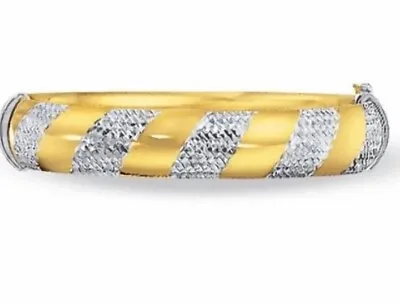 14K Gold And Sterling Silver 14.0mm Candy Cane Bangle • $350