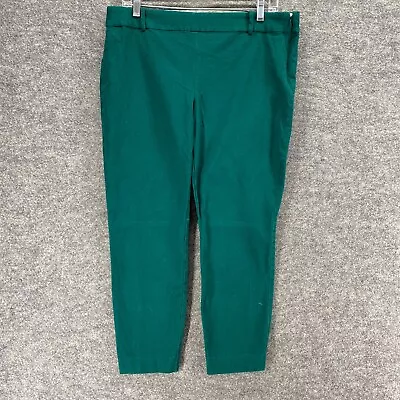 J. Crew Mercantile Pants Women 14 Green Mid Rise Flat Front Zipper Chino Cotton • $11.75