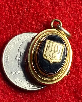 1800's Mourning Locket Pendant Gold Filled Onyx Shield With Arrow • $55