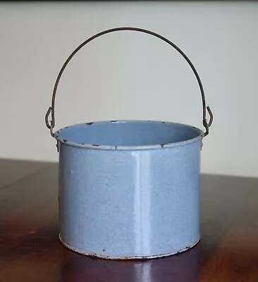 Vintage Blue Enamel Ware Berry Bucket | Vintage Enamel Pottery • $38.50