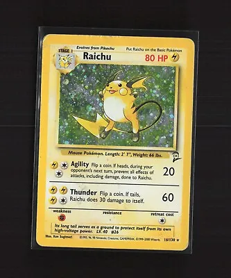 Raichu 16/130 WOTC Base Set 2 Unlimited Holo Rare Pokemon Card • $9.99