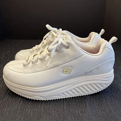 Skechers Work Shape-Ups White Toning Platform Sneakers 76428 Size 6.5 • $48.95