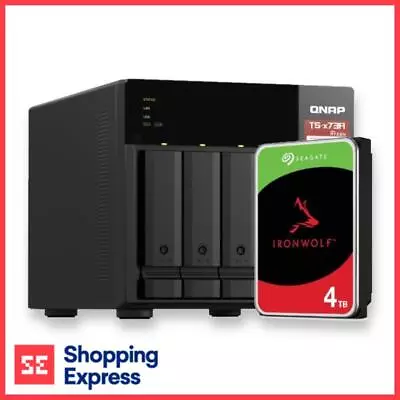 Qnap TS-473A-8G 4 Bay Diskless NAS AMD Ryzen Quad Core+Seagate IronWolf 4TB HDD • $1499