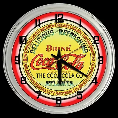 16  Drink Coca Cola Coke Atlanta Sign Double Red Or Yellow Neon Clock  • $205.56