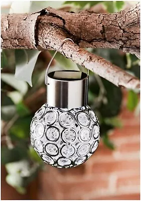 Garden Solar Hanging Light Crystal Ball Color Changing Outdoor Lamp 2 Set Bulb • £10.96