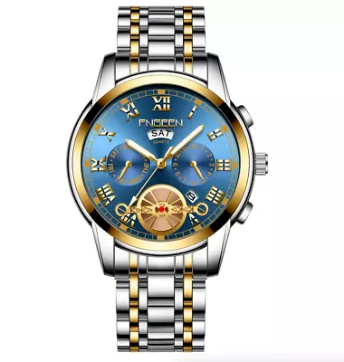 Men's Watch Relojes De Hombre Stainless Steel Quartz Classic Waterproof FNGEEN • $16.32
