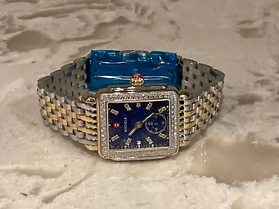 Michele Deco Mid 2 Tone SS/YG Blue MOP Diamond Dial Watch MWW06V000125 • $1306.25