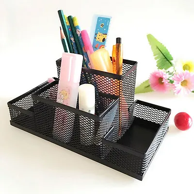 Metal Office Mesh Bin Desk Organiser Set Stationery Tidy Letter Holder Pen P ZSY • £5.66