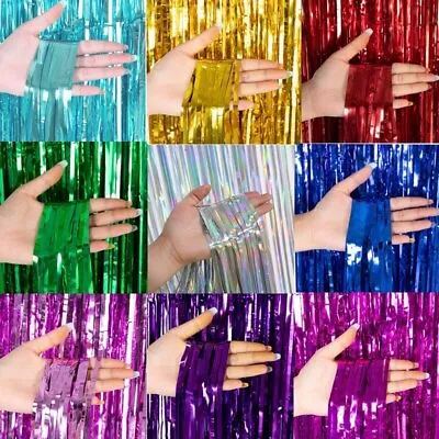 £15.99 • Buy 2m-3m Foil Fringe Tinsel Shimmer Curtain Door Wedding Birthday Party Decorations