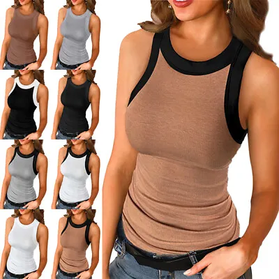 £13.30 • Buy Women's Summer Sleeveless Tank Tops Ladies Casual Crew Neck T-Shirt Vest Blouse 