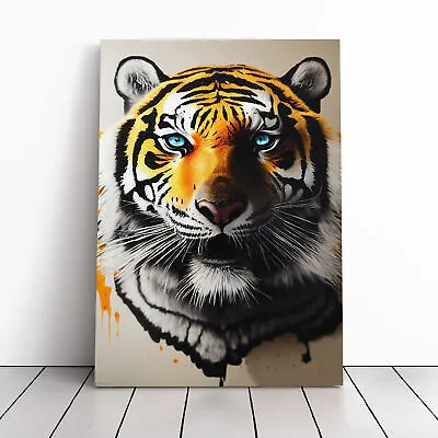 Splashed Tiger Canvas Wall Art Print Framed Picture Dining Room Living Room • £34.95