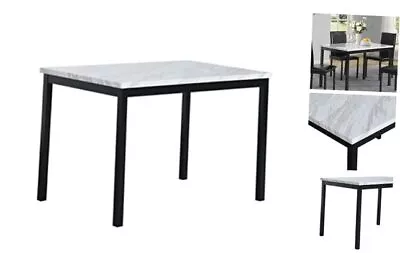  Noyes Metal Dining Table With Laminated Faux Marble Top 28.50 X Off-white • $163.73