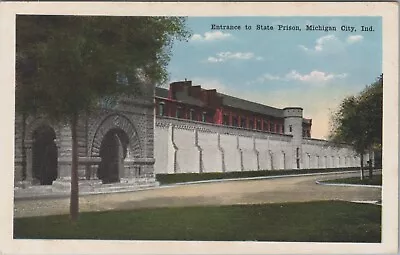 Michigan City IN State Prison Entrance Indiana C1920s WB Postcard G885 • $7.19