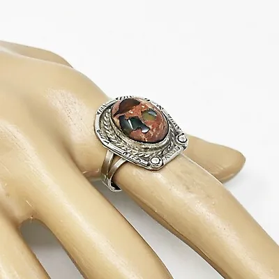 ARL Mexico 925 Sterling Silver Mexican Fire Opal Dinner Cocktail Ring Size 7 • $69.99