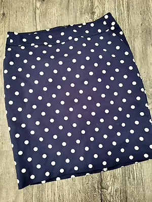 Merona Size 6 Skirt Navy Blue White Polka Dots Stretch Pockets • $2.50