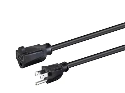 Extension Cord - 3ft - Black | NEMA 5-15P To NEMA 5-15R 14AWG 15A SJT 120V • $7.48