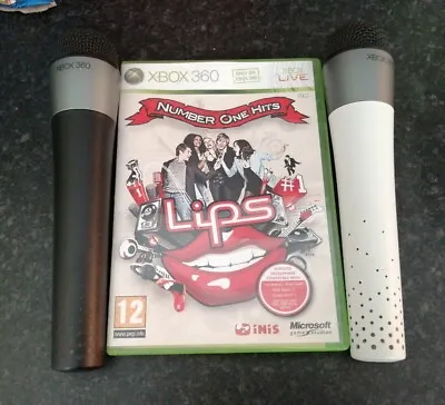 Lips Number One Hits Xbox 360 + 2 Wireless Microphones Mics PAL **FREE UK POST** • £27.99