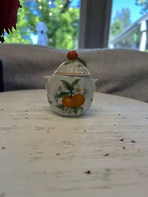 1991 Lenox Orchard Orange Jam Jelly Jar With Lid Fine Porcelain Vtg NO SPOON • $0.99
