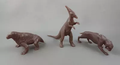 Marx 2nd Series Dinosaurs Recast Brown Plastic Prehistoric Playset Lot Of 3 • $12.99