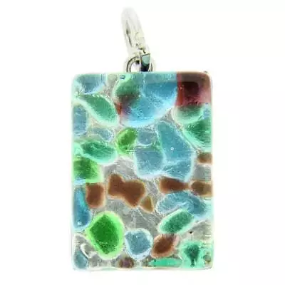 GlassOfVenice Murano Glass Venetian Reflections Rectangular Pendant - Silver Mea • $27.95