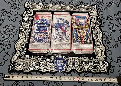 Pabst Blue Ribbon Art Can Winners Metal Tin Beer Sign Rare Mancave Bar Pub Decor • $73.99