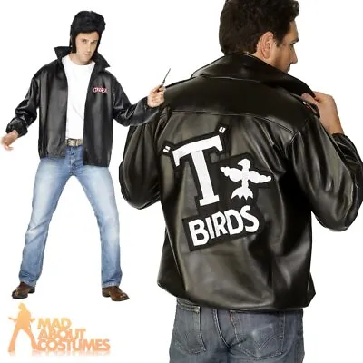 £34.99 • Buy Mens Grease T-Bird Jacket Danny T Bird  1950s 50s Mens Fancy Dress Costume
