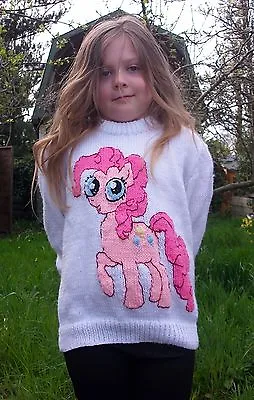 Girls Jumper Knitting Pattern DK My Little Pony. Pinky Pie.Child's Sweater  • £3.99