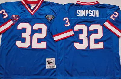 O.J. Simpson #32 Buffalo Bills MEN Throwback Stitched Jersey Blue • $36.49