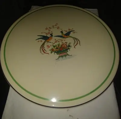 $3.25 • Buy Vintage Older App 11  Cake Plate Chop With Brightly Colored Birds Peacocks