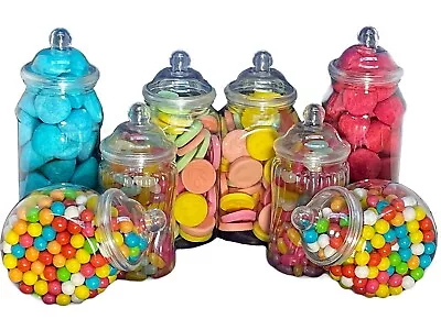 8 Mixed Plastic Sweet Jars TWO STYLES OF LID Candy Buffet Storage Party Wedding • £12.49