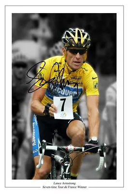 Lance Armstrong Signed Autograph Photo Print Tour De France Cycling • £3.79