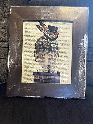 Owl Dictionary Page Framed Art Steampunk Books • $22