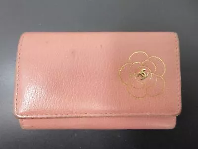 Authentic CHANEL Camellia Key Case Leather Pink 100366 • $99