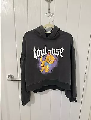 H&M Disney Aristocats Toulouse Cat Acid Wash Hoodie Small • £6