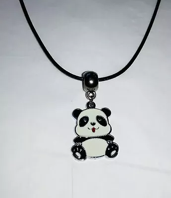 Ex-Display Cute PANDA NECKLACE With 17 Inch Adjustable Cord Black • £0.99