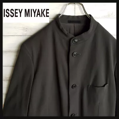 Issey Miyake Mao Collar Jacket Men Color Khaki Material Wool Size M Used • $428.74