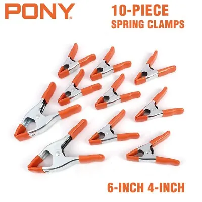PONY 10-piece 6-inch 4-inch Heavy Duty Metal Spring Clamps Set 2  1  Jaw Opening • $26.99