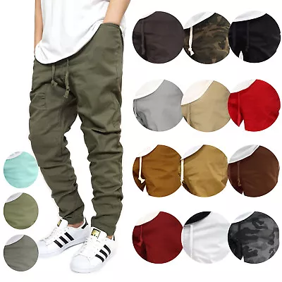 Men's Twill Drop Crotch Jogger Pants Size S-5xl Victorious *18 Colors Biker  • $26.98