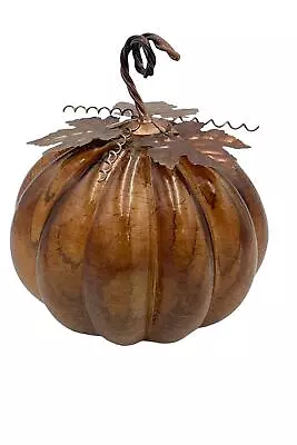 Illuminated Crackle Glass Pumpkin Metal Accents By Valerie Chocolate • $39.99