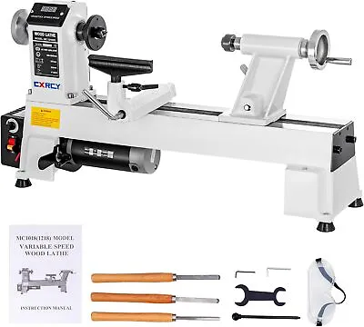 12 X18  Wood Lathe Benchtop Machine 3/4HP Speed 650-3800 RPM Goggle 3 Chisels US • $398.99