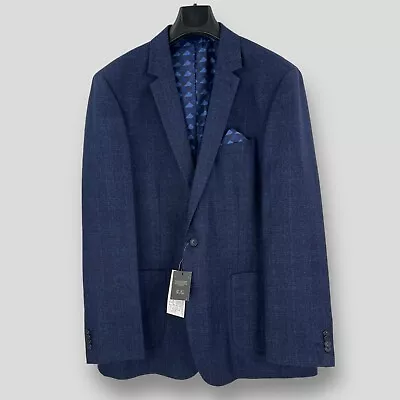 JACAMO Mens Navy Check Patch Pocket Regular Fit Suit Jacket SIZE 52R BRAND NEW • £27.95