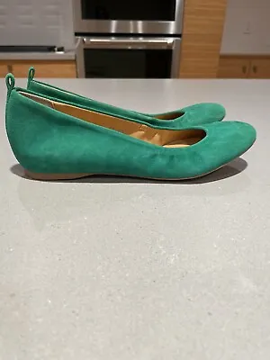 J. Crew Cece Suede Ballet Flats Oasis Green 5.5 M • $60