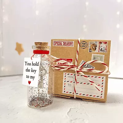 Romantic Present For Her & Him Message In A Bottle Gift Wrap In Craft Box • $29.28